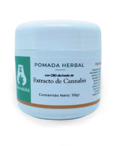 Imagen de referencia de nuestra pomada de 50 gramos Cannabité. Ayuda en la regeneración de los tejidos y funciona como cicatrizante.