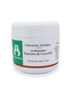 Imagen de referencia de nuestra pomada de 50 gramos Cannabité. Ayuda en la regeneración de los tejidos y funciona como cicatrizante.