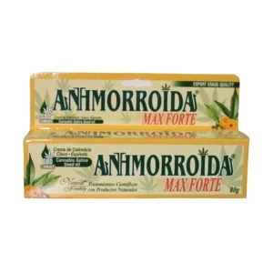 Anhmorroida Max Forte, es una crema topica para tratar el dolor e inflamación producidos por las hemorroides y se debe aplicar de 2 o 3 veces al día. Imagen de referencia de la presentación del producto